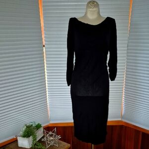 Diane von Furstenburg Black Back Drape Dress